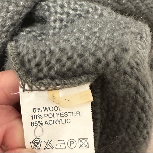 Forla Paris Gray Mixed Media Long Cardigan L Sweater Y2K 90s wool knit braid - Picture 7 of 9